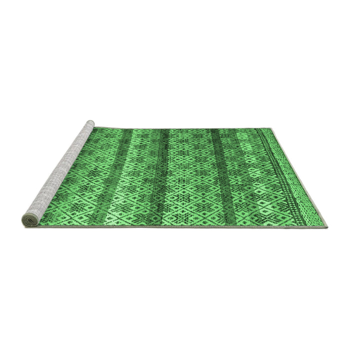 Sideview of Machine Washable Abstract Emerald Green Modern Area Rugs, wshabs4582emgrn