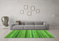 Machine Washable Abstract Green Modern Rug, wshabs4582grn