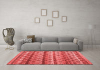 Machine Washable Abstract Red Modern Rug, wshabs4582red