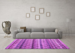 Machine Washable Abstract Purple Modern Area Rugs in a Living Room, wshabs4582pur