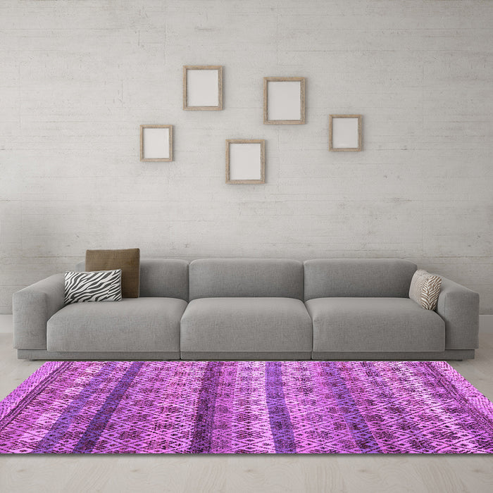 Machine Washable Abstract Purple Modern Area Rugs in a Living Room, wshabs4582pur