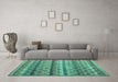 Machine Washable Abstract Turquoise Modern Area Rugs in a Living Room,, wshabs4582turq