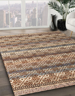 Machine Washable Abstract Brown Sugar Brown Rug in a Family Room, wshabs4582