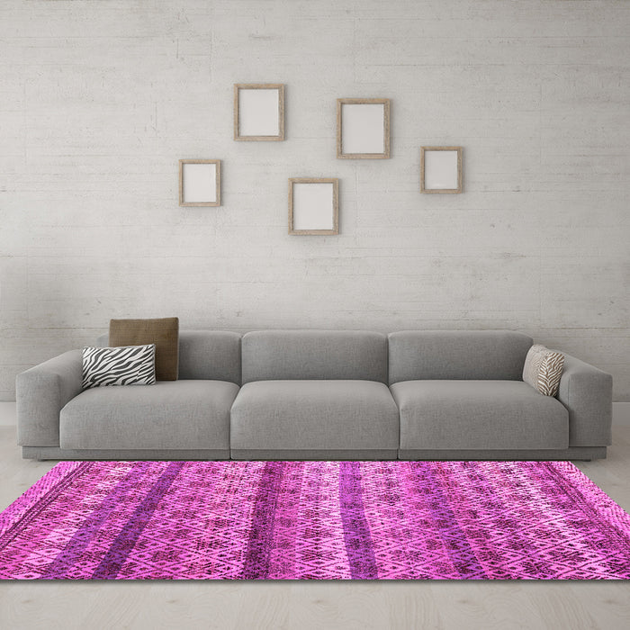 Machine Washable Abstract Pink Modern Rug in a Living Room, wshabs4582pnk