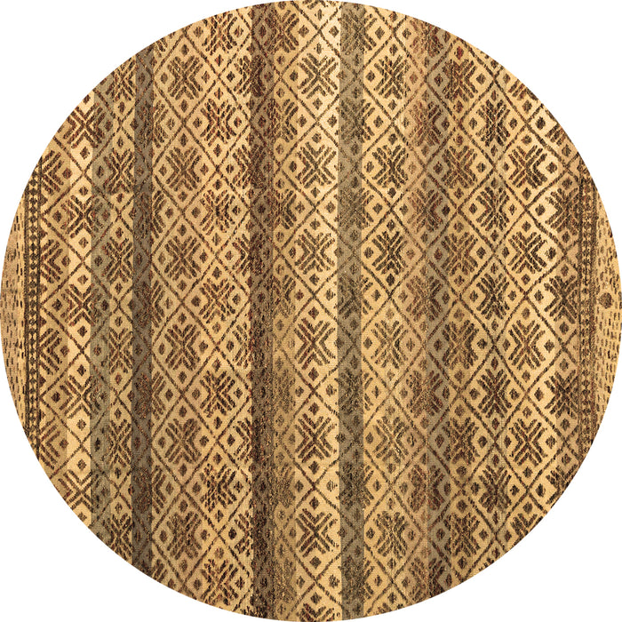 Round Abstract Brown Modern Rug, abs4582brn