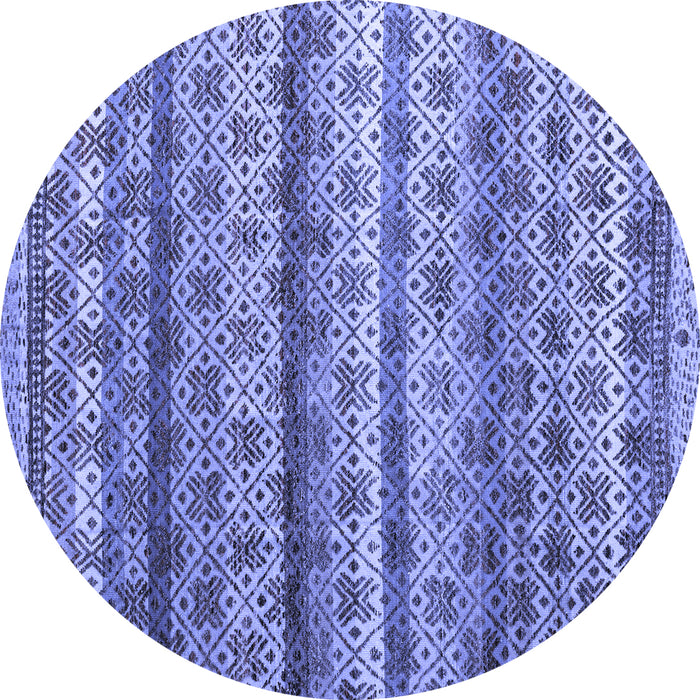 Round Abstract Blue Modern Rug, abs4582blu