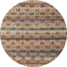 Round Machine Washable Abstract Brown Sugar Brown Rug, wshabs4582