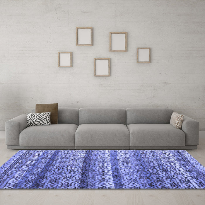 Machine Washable Abstract Blue Modern Rug in a Living Room, wshabs4582blu