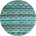 Round Machine Washable Abstract Light Blue Modern Rug, wshabs4582lblu