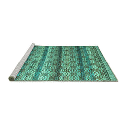 Sideview of Machine Washable Abstract Turquoise Modern Area Rugs, wshabs4582turq