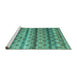 Sideview of Machine Washable Abstract Turquoise Modern Area Rugs, wshabs4582turq