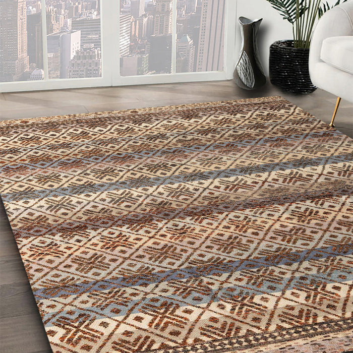 Abstract Brown Modern Rug in Family Room, abs4582