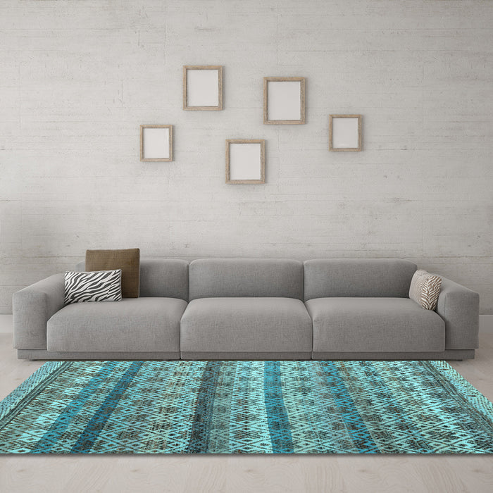 Machine Washable Abstract Light Blue Modern Rug in a Living Room, wshabs4582lblu