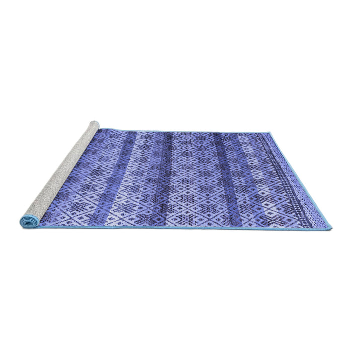 Sideview of Machine Washable Abstract Blue Modern Rug, wshabs4582blu
