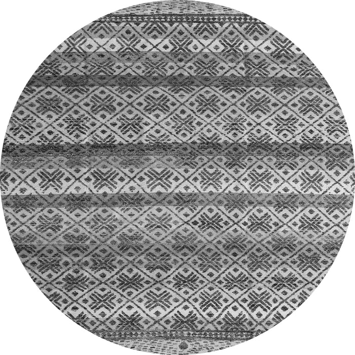 Round Machine Washable Abstract Gray Modern Rug, wshabs4582gry