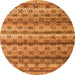 Round Machine Washable Abstract Orange Modern Area Rugs, wshabs4582org