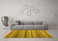 Machine Washable Abstract Yellow Modern Rug, wshabs4582yw