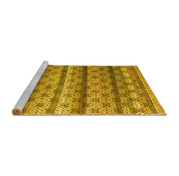 Sideview of Machine Washable Abstract Yellow Modern Rug, wshabs4582yw