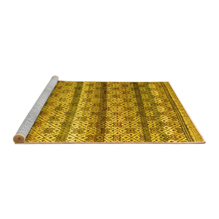 Sideview of Machine Washable Abstract Yellow Modern Rug, wshabs4582yw