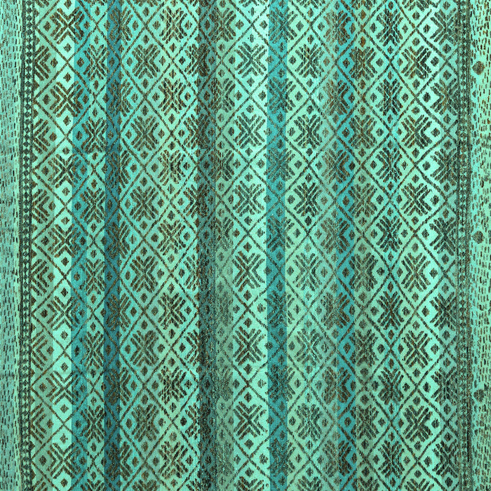 Square Machine Washable Abstract Turquoise Modern Area Rugs, wshabs4582turq