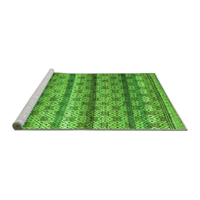 Sideview of Machine Washable Abstract Green Modern Area Rugs, wshabs4582grn