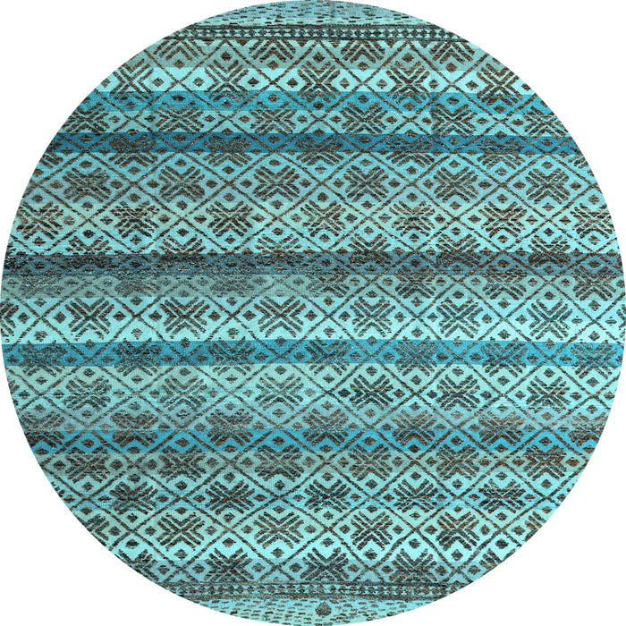 Round Abstract Light Blue Modern Rug, abs4582lblu