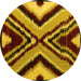 Round Abstract Yellow Modern Rug, abs4583yw