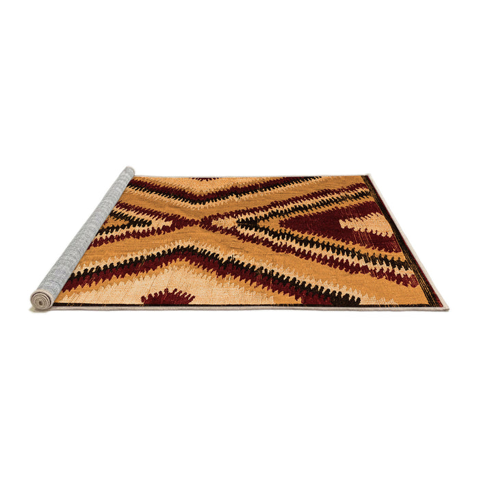 Sideview of Machine Washable Abstract Orange Modern Area Rugs, wshabs4583org