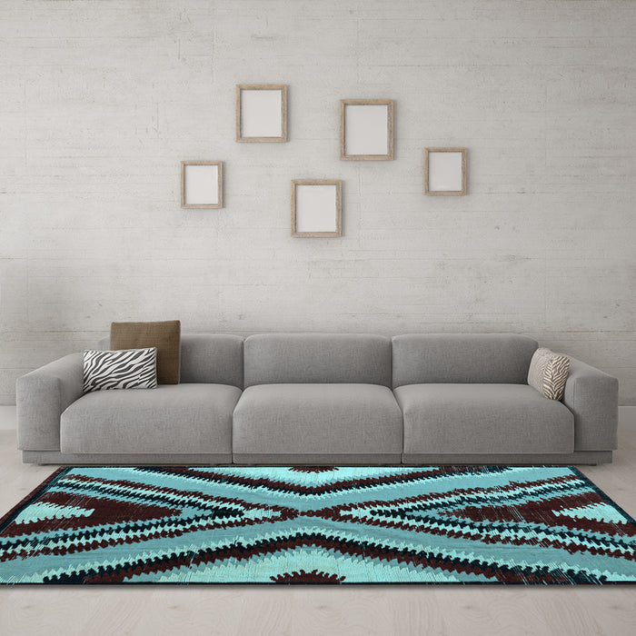 Machine Washable Abstract Light Blue Modern Rug in a Living Room, wshabs4583lblu