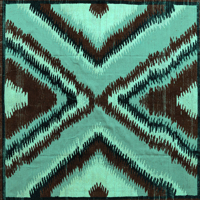 Square Abstract Turquoise Modern Rug, abs4583turq