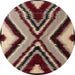 Round Abstract Brown Modern Rug, abs4583