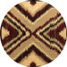 Round Machine Washable Abstract Brown Modern Rug, wshabs4583brn