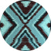 Round Machine Washable Abstract Light Blue Modern Rug, wshabs4583lblu