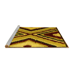Sideview of Machine Washable Abstract Yellow Modern Rug, wshabs4583yw