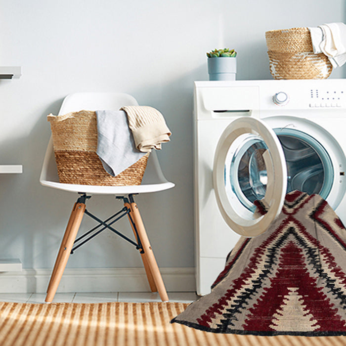 Machine Washable Abstract Brown Sugar Brown Rug in a Washing Machine, wshabs4583