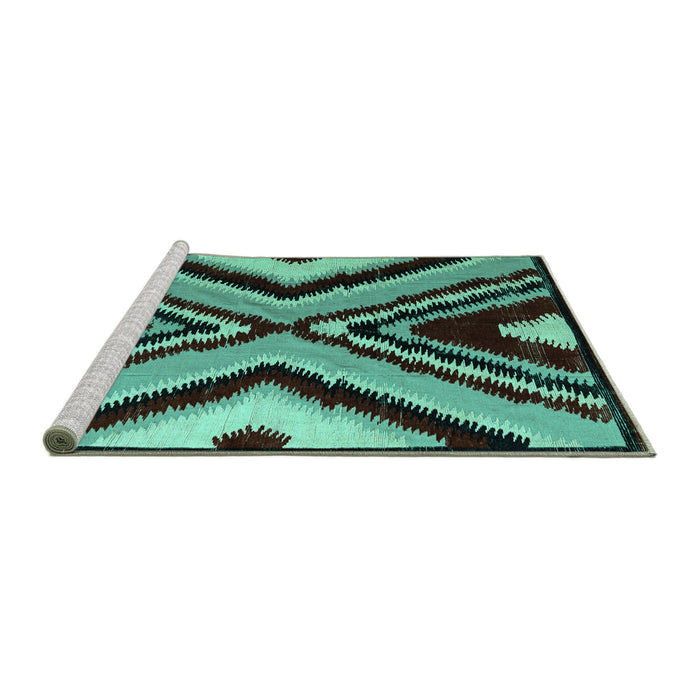 Sideview of Machine Washable Abstract Turquoise Modern Area Rugs, wshabs4583turq