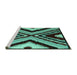 Sideview of Machine Washable Abstract Turquoise Modern Area Rugs, wshabs4583turq