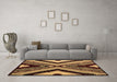 Machine Washable Abstract Brown Modern Rug in a Living Room,, wshabs4583brn