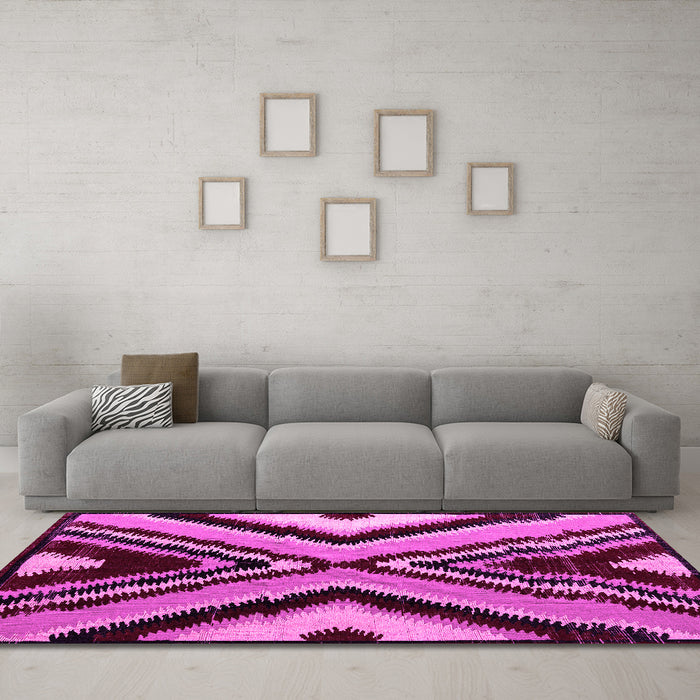 Machine Washable Abstract Pink Modern Rug in a Living Room, wshabs4583pnk