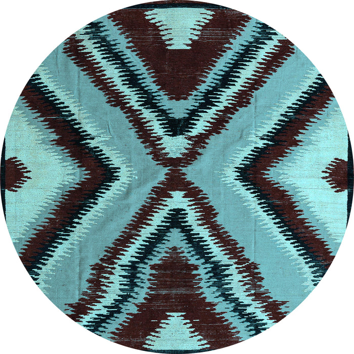 Round Abstract Light Blue Modern Rug, abs4583lblu