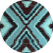 Round Abstract Light Blue Modern Rug, abs4583lblu