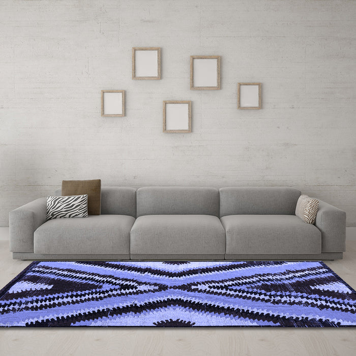 Machine Washable Abstract Blue Modern Rug in a Living Room, wshabs4583blu