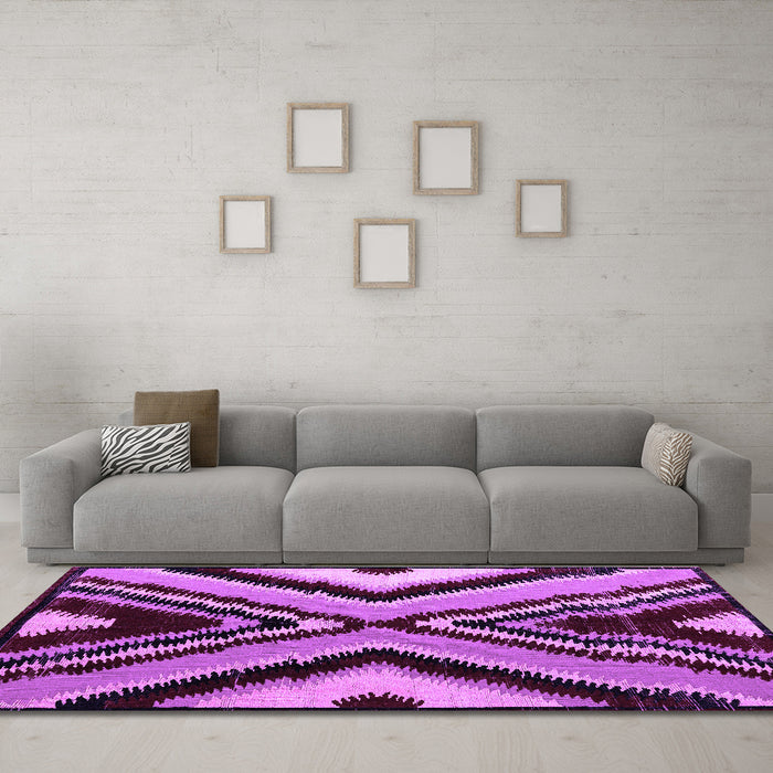Machine Washable Abstract Purple Modern Area Rugs in a Living Room, wshabs4583pur