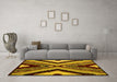 Machine Washable Abstract Yellow Modern Rug in a Living Room, wshabs4583yw