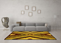 Machine Washable Abstract Yellow Modern Rug, wshabs4583yw