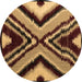Round Abstract Brown Modern Rug, abs4583brn