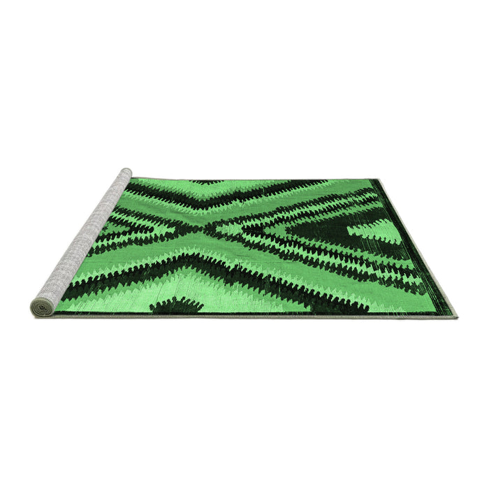 Sideview of Machine Washable Abstract Emerald Green Modern Area Rugs, wshabs4583emgrn