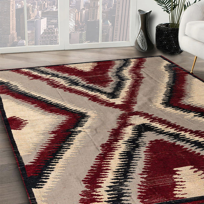 Machine Washable Abstract Brown Sugar Brown Rug in a Family Room, wshabs4583