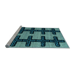 Sideview of Machine Washable Southwestern Light Blue Country Rug, wshabs4584lblu