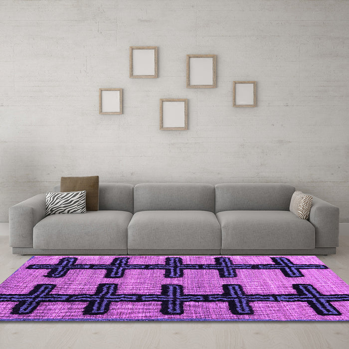 Machine Washable Southwestern Purple Country Area Rugs in a Living Room, wshabs4584pur